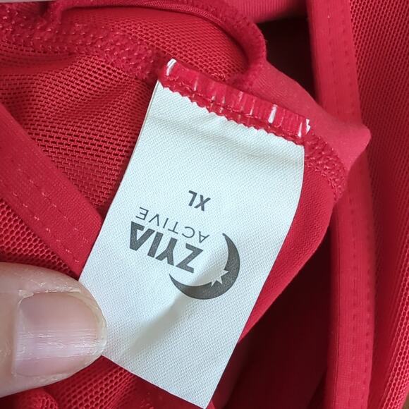 Zyia Active Sports Bra Womens XL High Neck Mesh Gym Longline Red EUC - Picture 6 of 7